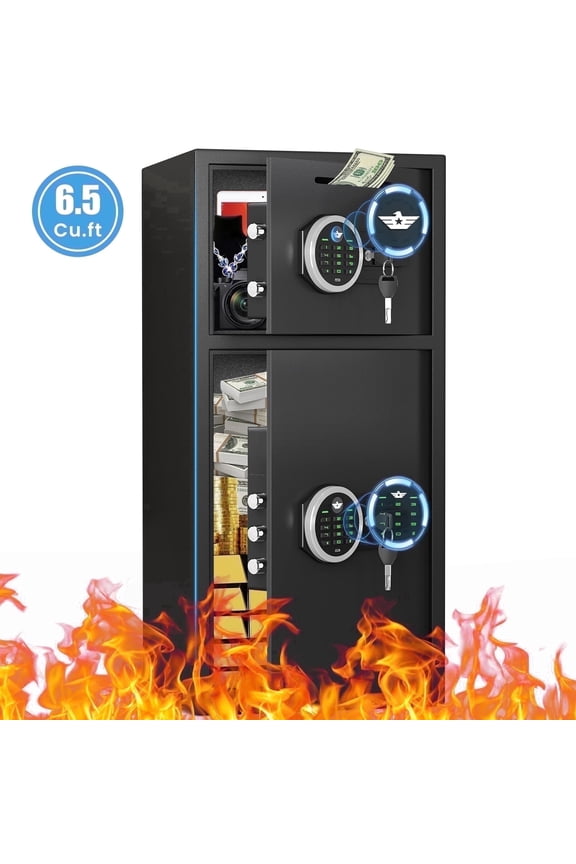 6.5 Cu ft Large Safe Box , Digital KeypadHome Safe with Deposit Slot & Dual Alarm System, Money Safe With Mute Function and LED Light, Security Box for Money Valuables