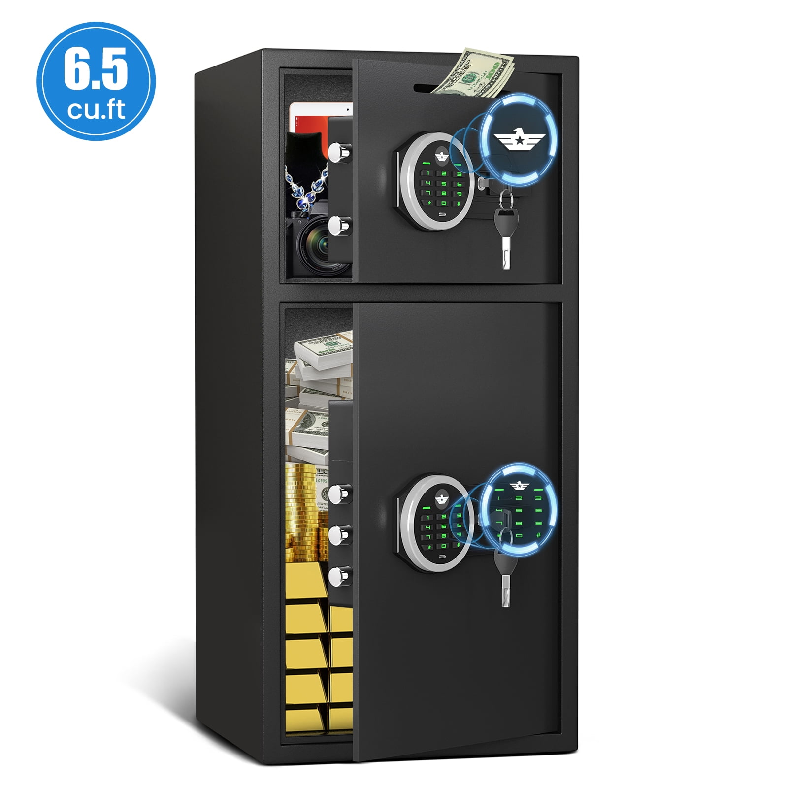 karbeen 6.5 Cu ft Large Safe Box Fireproof , Digital KeypadHome Safe with  Deposit Slot & Dual Alarm System, Money Safe With Mute Function and LED Light,  Security Box for Money Valuables