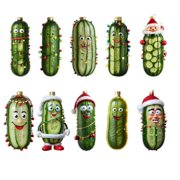 karymi 10PCS Mini Cucumber Christmas Tree Ornaments Acrylic Hanging Pendants Festive Decor for Home Gift Packaging Family Gifts Tailgating Tailgating Savings Week