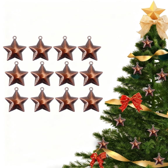 karymi 12Pcs Wrought Iron Metal Christmas DIY Star Pendant Set 1.42x1.34 inch Gold Bronze Silver Yellow Ornament Collection Kids Christmas Gifts Super Savings Week Super Savings Week