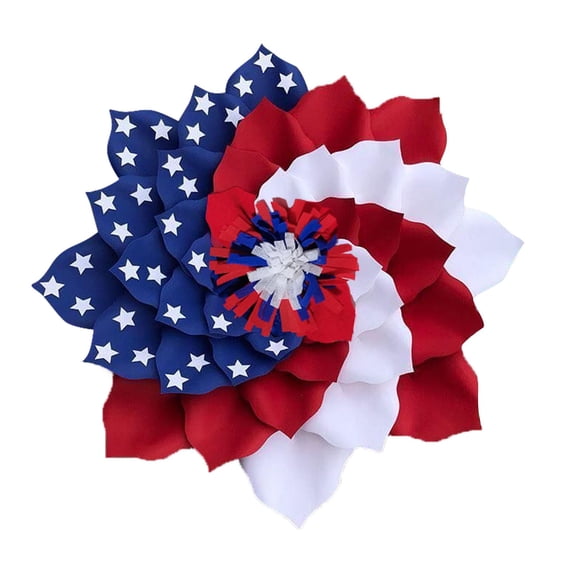 karymi 17.7 Inch Red White Blue Patriotic Mesh Wreath with Stars Printed for 4th of July Independence Day Memorial Day Front Door Wall Decor 4th of July Accessories