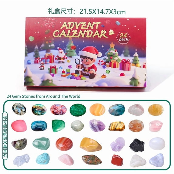 karymi 2025 Crystal Advent Calendar 24 Grids Natural Minerals Geological Collection Holiday Countdown Educational Science Gift for Collectors Christmas Party Favors Summer Savings Summer Savings