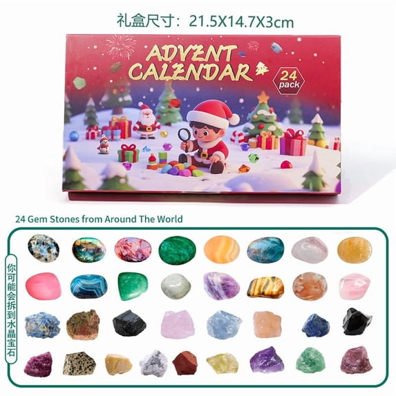 karymi 2025 Crystal Advent Calendar 24 Grids Natural Minerals Geological Collection Holiday Countdown Educational Science Gift for Collectors Christmas Party Decorations up to 90% off