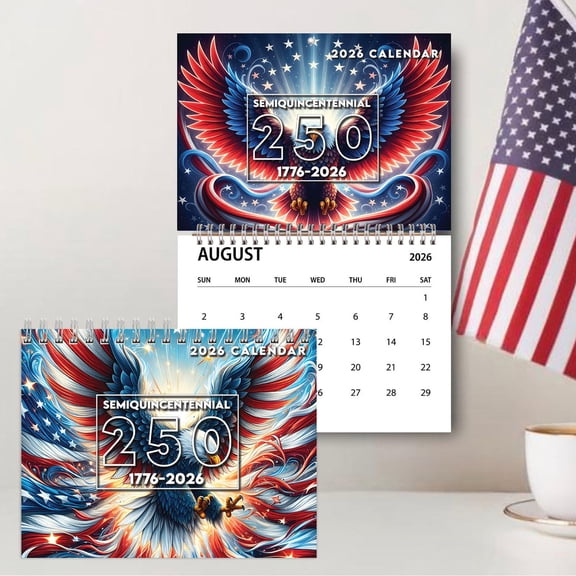 karymi 2026 250th Anniversary Wall Calendar, A3 Size 11.7x16.5 Inches, Vintage Illustrations of American Symbols, Landmarks and Historic Moments, Patriotic Gift for Home, Office Gift Ideas