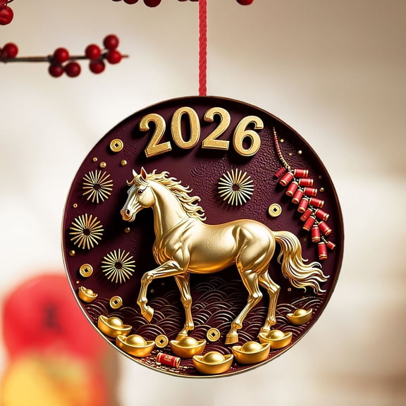 karymi 2026 Year of the Horse 2D Acrylic Hanging Ornament Door Sign Pendant China Spring Festival Cultural Indoor Holiday Decoration for Home Party Party Favors Home Decor