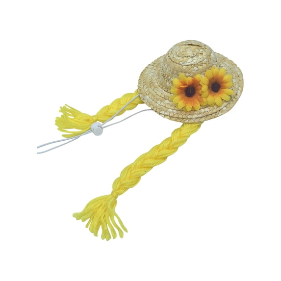 karymi 23 Inch Sunflower Braid Hat and Round Hat Decor for Porch Goose Statue Summer Garden Patio Seasonal Decoration with Long Braid Style Bedroom Decor Holiday Gifts