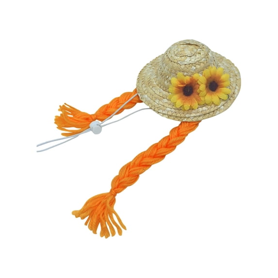 karymi 23 Inch Sunflower Braid Hat and Round Hat Decor for Porch Goose Statue Summer Garden Patio Seasonal Decoration with Long Braid Style House Decor Bedroom Decor
