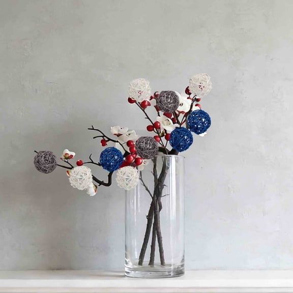 karymi 24 Pcs Blue Mixed Decorative Balls for Bowl Centerpiece, 2 Inch Rattan Balls Decorative Orbs Vase Fillers for Craft, Wicker Twig Orbs Spheres, Table Wedding Party Decor Room Decor