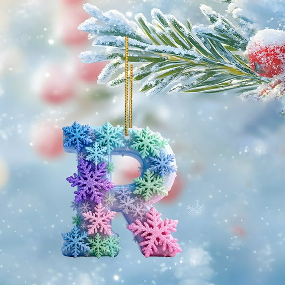 karymi 26 Alphabet Snowflake 2D Acrylic Pendant Car Backpack Decoration Christmas Ornament Personalized Initial Holiday Gift Christmas Outdoor Decorations Room Decor Gift Ideas