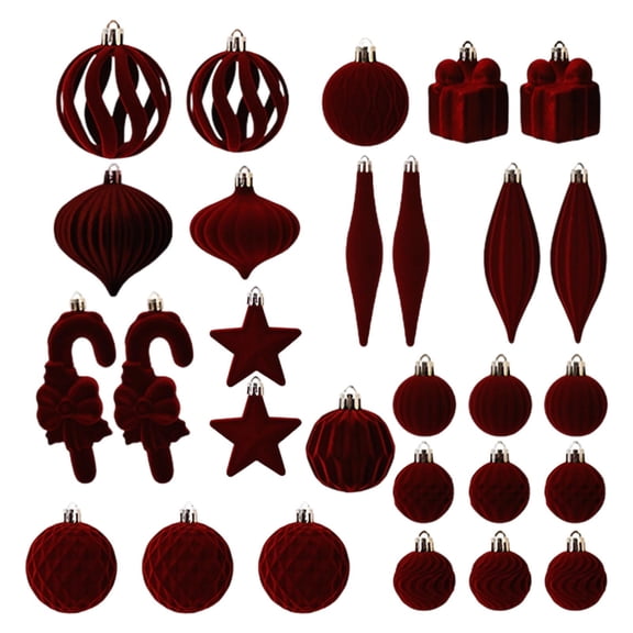 karymi 28-Pack Flocked Christmas Ball Ornaments Assorted Shapes Tree Decorations for Home Party Decor Christmas Party Favors Limited Time Deal Limited Time Deal Weekly Deal