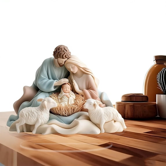 karymi 2D Acrylic Holy Family Figurines for Christmas Home Altar Decor Easter Table Centerpiece Religious Home Decoration Boho Style Spiritual Protection Gift for Christmas Housewarming House Decor