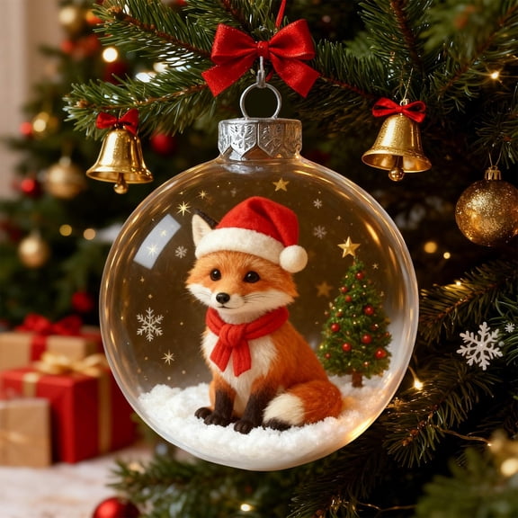 karymi 3.15 Inch Spherical Christmas Tree Pendant with Miniature Forest Animals Transparent Crystal Ball Holiday Decor Christmas Ornaments Gift Ideas Valentines Day Gifts for Him