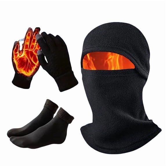 karymi 3 Pcs Winter Cycling Ski Mask Set - Fleece Lined Windproof Hat, Neck Gaiter, Gloves - For Skiing, Snowboarding, Running, Outdoor Sports, Cold Weather Gift Holiday Gifts up to 60% off