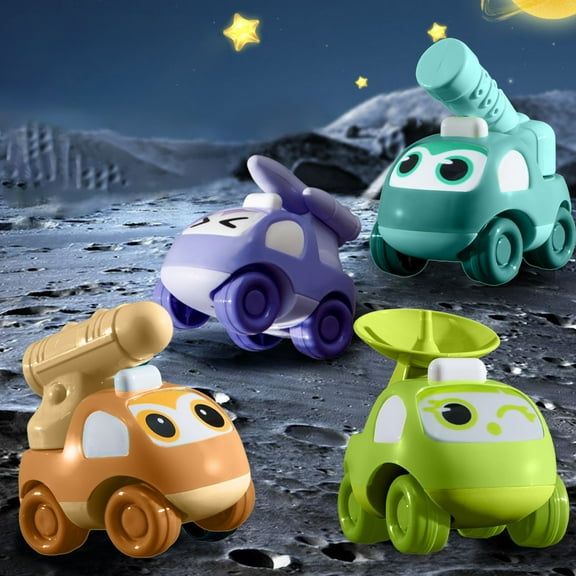 karymi 4Pcs Space Themed Slide Cars 7.08x5.51x2.95 Inch Plastic Vehicle Set with Precision Gears for Toddlers Boys Girls Birthday Gifts up to 70% off up to 70% off