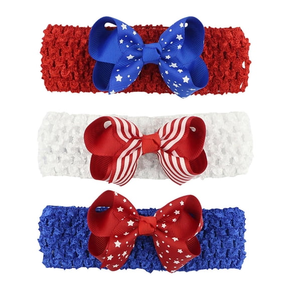karymi 4th of July Bowknot Hair Clips and Headbands Set, Adorable Hair Accessories for Independence Day, Star Striped Pattern for Parties Photo Props Holiday Gifts