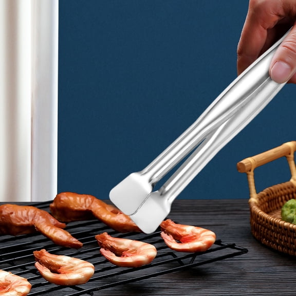 karymi 6.02 Inch Small Stainless Steel Food Tongs for Barbecue Baking and Kitchen Use with Serrated Edges and Locking Function Lightweight and Durable House Decor Holiday Gifts