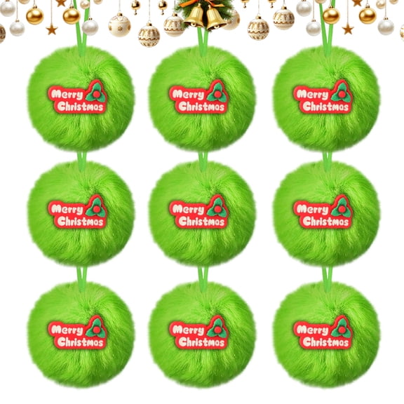 karymi 6PCChristmas Tree Pendant Ornaments Imitation Balls Furry with Ribbon Party Decorations Birthday Gifts