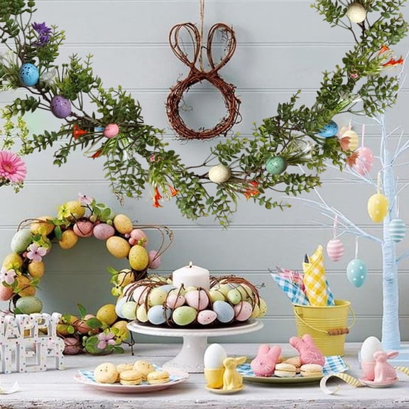 karymi 74.8in Easter Eggs Vines Rattan Door Decorations Spring Branches And Leaves Floral Decor Colorful Indoor And Outdoor Home Decor Patio Porch Accents Bedroom Decor Room Decor