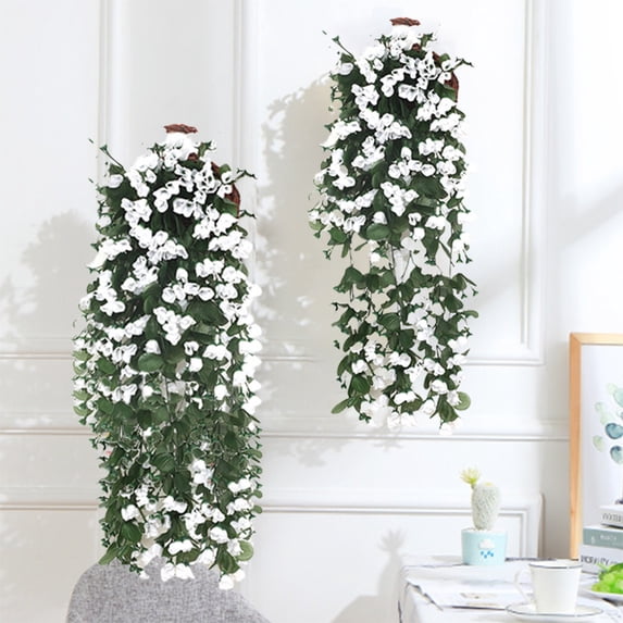 karymi Artificial Hanging Basket Wall Decor Polyester Fake Plants for Indoor Home Kitchen Office Decorations Realistic Hanging Flower Arrangement Gifts for Women Gifts for Women