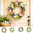 thumbnail image 1 of karymi Artificial Plastic Bird Eggs Wreath with Colorful Leaves 12 Inch Spring Easter Door Wall Decoration Faux Floral Garland for Home Garden Party Gift Ideas, 1 of 7