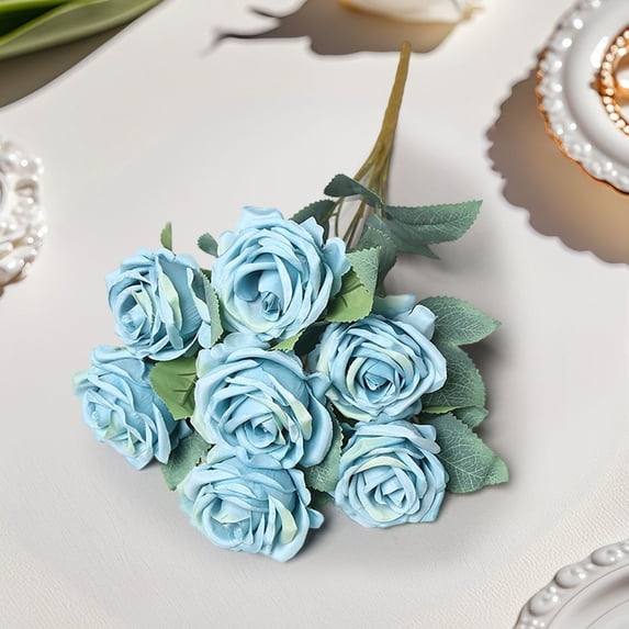 karymi Artificial Rose Flowers Bouquet - 7 Heads Realistic Fake Roses with Stems and Leaves for Wedding Bouquets Centerpieces Party Home Office and DIY Floral Arr Gifts for Men