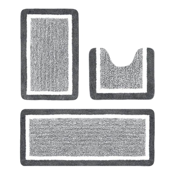 karymi Bathroom Rugs Sets 3 Piece Extra Large Rug Bathroom Shower Rugs with U Shaped Toilet Mat Absorbent Microfiber Plushes Non Slide Bath Rugs Sets Washable Rug Mens Gifts Holiday Gifts