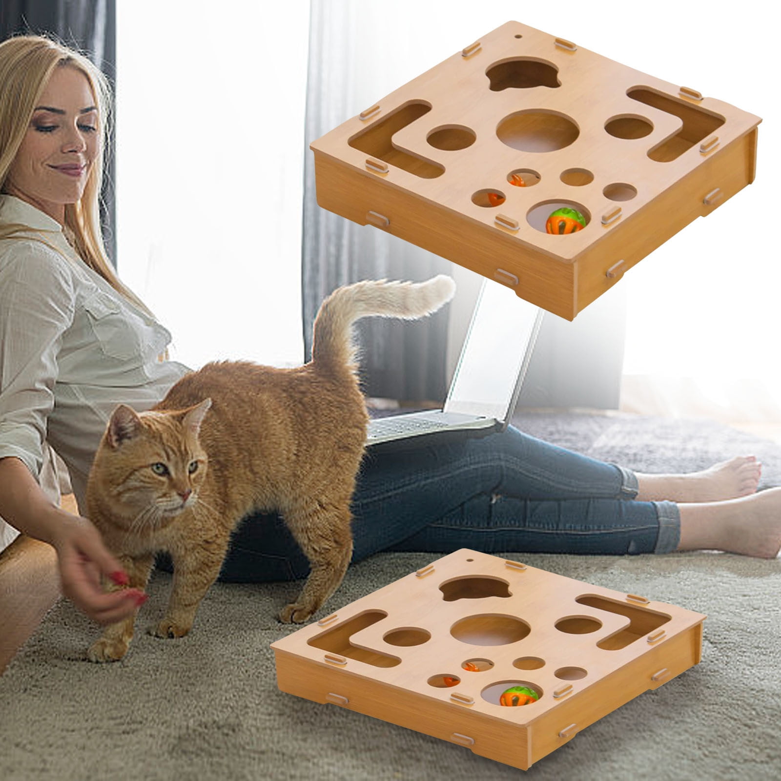 karymi Cat Intelligence Maze Box Interactive Puzzle Toy with Treat Dispenser, Mental Stimulation Game for Indoor Cats & Boredom Relief up to 70% off Gifts for Men Birthday Gifts