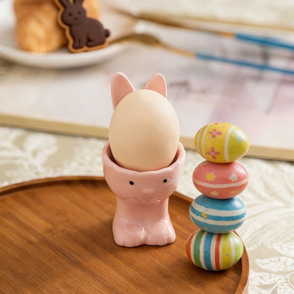 karymi Ceramic Easter Bunny Dessert Plate Egg Holders 5.1x3.4in Household Dish Decorative Item for Candy Jewelry Storage Tabletop Fireplace Mantel Gift House Decor House Decor