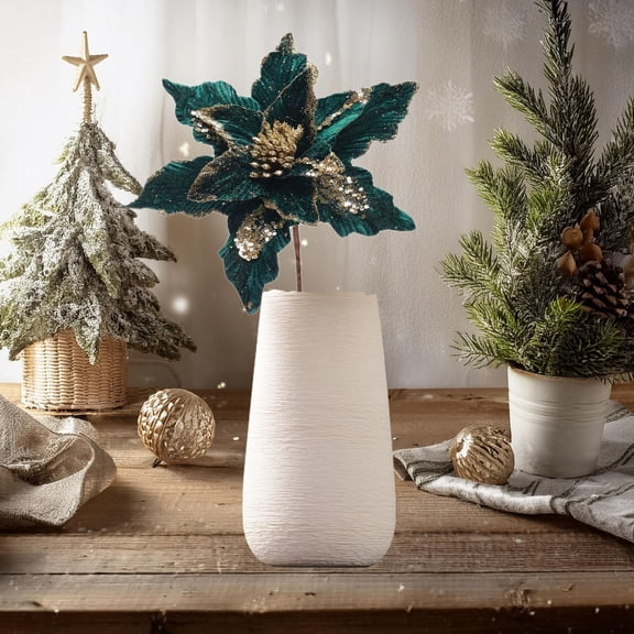 karymi Christmas Product Simulated Handmade Christmas Flower Glitter Sequins 30cm Green Velvet Christmas Flower Christmas Decorations Christmas Gifts up to 90% off up to 90% off Savings Week