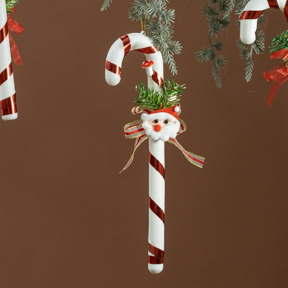 karymi Christmas Red and White Candy Cane Bow Ornaments 11.8x3.9x0.7 Inches Plastic Decoration with Sturdy Hanging String for Tree Fireplace Window Display Birthday Gifts Christmas Party Supplies