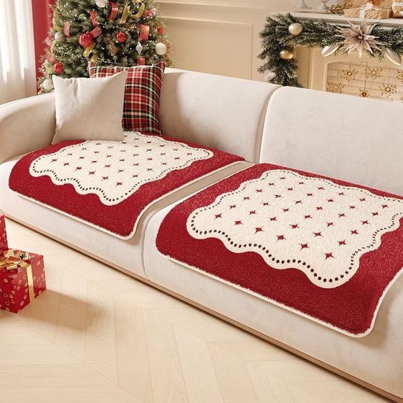 karymi Christmas Themed Plush Chair Cushion 18x18-Inch Non-Slip Mat Red White Brown Holiday Decor for Furniture Protection Christmas Party Favors Hottest Weekly