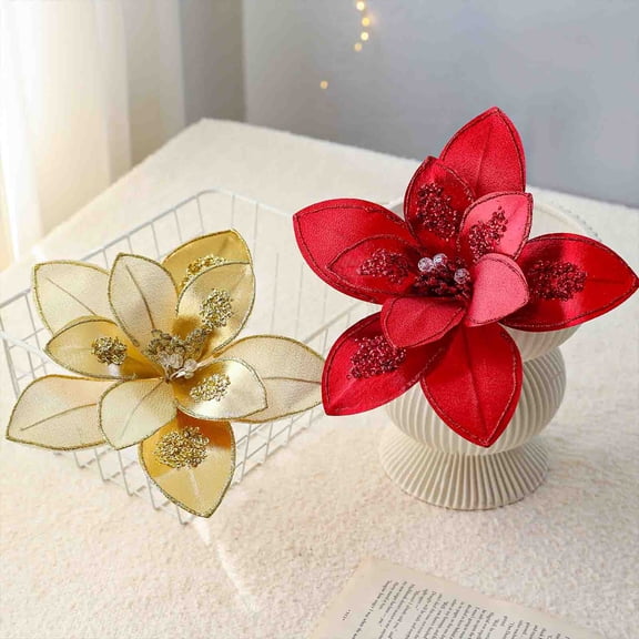 karymi Christmas Tree Decoration Simulation Flowers Cloth Material Simulation Flowers for Weddings Parties Halls and Other Decorations Holiday Gifts Christmas Ornaments Christmas Decorations