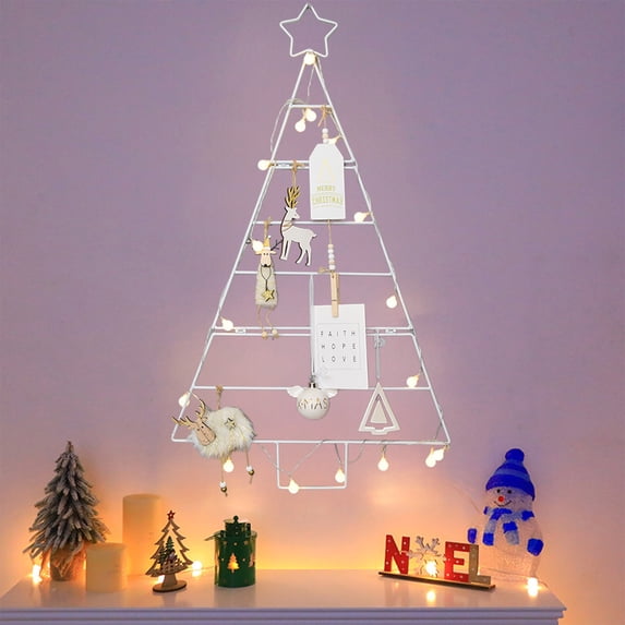 karymi Christmas Tree Grids Frame Foldable Christmas Tree Punched Christmas Tree Home Iron Christmas Tree Wall Christmas Decoration Christmas Ornaments