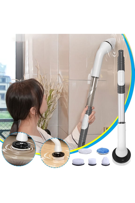 Electric Scrubber for Cleaning Handheld Multifunctional Bathroom Power Scrubber Cleaning Brush Long Handle Auto Rotating Household Electric Cleaning Brush Sets