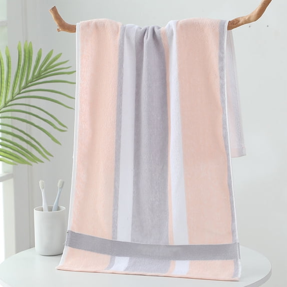karymi Colorful Striped Cotton Bath Towel Highly Absorbent Soft Quick Dry for Bathroom Beach Pool Gym Spa 28.7x13.3in Household Bath Sheet with Fringe House Decor Room Decor