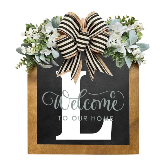 karymi Customizable Last Name Year Round Front Door Wreath Decorative Hanging Plaque Wooden Sign for Home Entryway Gift for Wedding Housewarming Available Letters A to Z up to 60% off