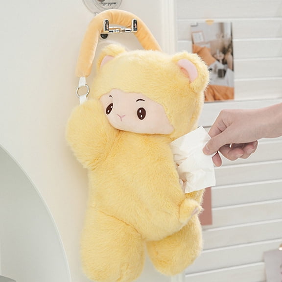 karymi Cute Hanging Car Tissue Box Storage Bag with Snap Mount 14.6x9.8x4.7in Yellow Coffee Fabric Organizer for Auto Home Gift Womens Gifts Mens Gifts Mens Gifts