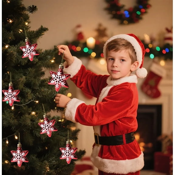 karymi Distinctive Christmas Tree Ornaments Multi-Point Star and Five-Point Star Decorations for Holiday Tree Xmas Decor Set of 6 Sparkling Festive Ornaments Christmas Outdoor Decorations