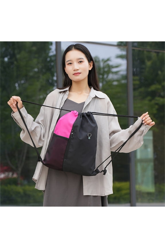 Drawstring Backpack Sports Bag 13.39x16.54in Lightweight Polyester String Bag for Gym School and Outdoor Use Sports and Outdoors Week Week up to 60% off