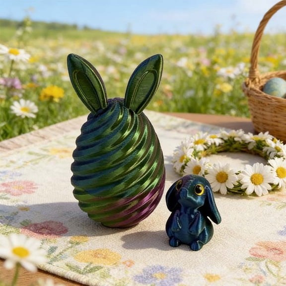 karymi Easter Basket Stuffers Printed Bunny Egg Set with Mini Cute Inside Surprise Printed Toys Home Office Desk Decor Easter Decorations Gifts for Teen Womens Gifts Birthday Gifts