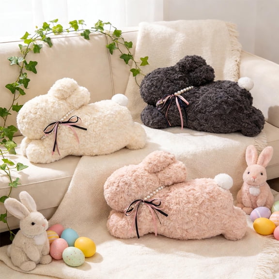 karymi Easter Bunny Plush Stuffed Animal Toy Pillow 20 Inch Soft Cuddly Rabbit Doll for Kids Bedroom Sofa Decoration Holiday Gift Black Womens Gifts