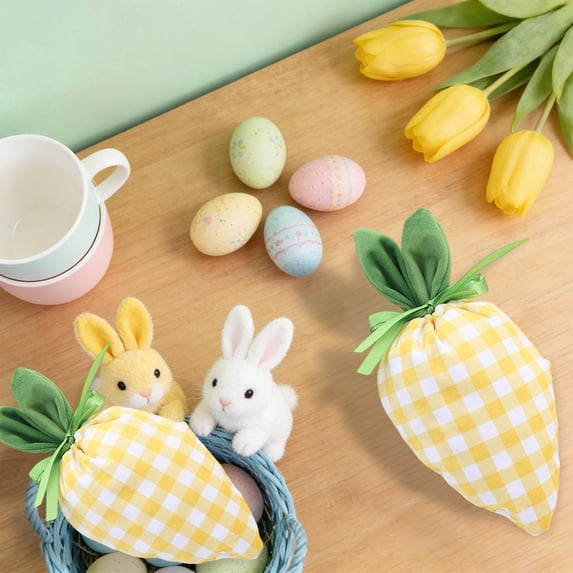 karymi Easter Carrot Gift Bags Drawstrings Velvet Bags Rabbit Ear Bags Candy Bags Easter Candy Goodie Pouch for Spring Birthday Party Favors Party Supplies Living Room Decor Gifts for Men