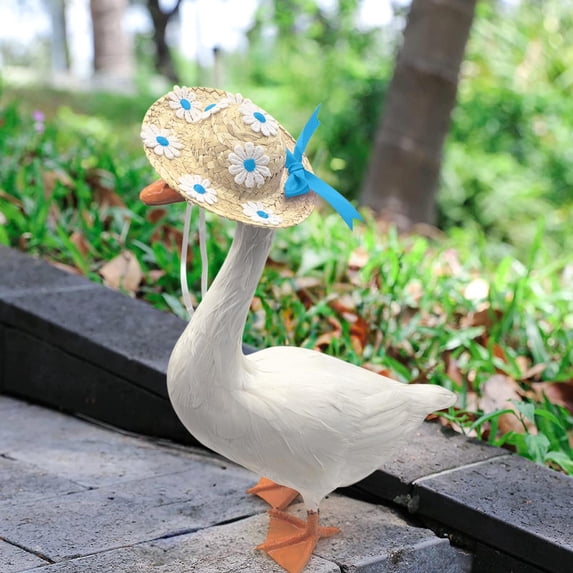 karymi Easter Goose Decoration Set with Flower Hat and Summer Outfit for Porch Garden Yard Festive Decor Fits Standard 23 Inch Lawn Goose Statue Spring Holiday Outdoor Ornament Room Decor