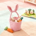 thumbnail image 1 of karymi Easter Mood Decoration Cute Plaid Basket with Rabbits Ears Easter Eggs Candy Gift Storage Handbag Family Gifts Valentines Day Decorations Bedroom Decor, 1 of 6