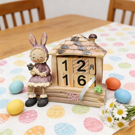 karymi Easter Tabletop Calendar Reused Calendar Crafts Desktop Decoration Wooden Ornaments Combination Building Block Calendar Mens Gifts Patio Decor up to 60% off