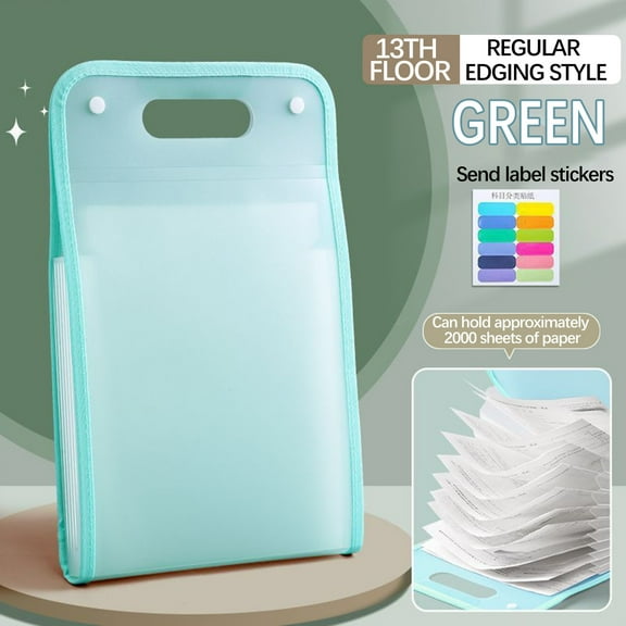 karymi Expanding File Folder Organizer with 13 Pockets and Handle 9.44x14 Inches Portable Document Bag for Test Papers Bills Large Capacity 24x36cm Gifts for Women Gift Ideas