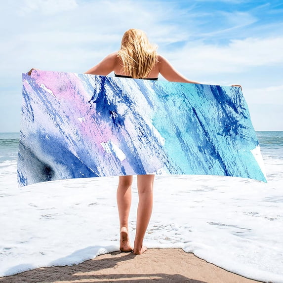karymi Extra Large Beach Towel 75x150cm Soft Absorbent Fiber Bath Pool Blanket for Swimming Lounging Sunbathing Quick Dry Lightweight Flowing Pattern Party Favors House Decor