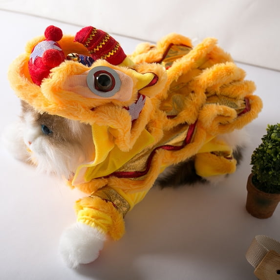 karymi Festive Lion Dance Winter Dog Clothes Outfit for Small Pets Warm Costume with Adorable Design Multiple Sizes S to XXL Holiday Season Apparel Accessory Mens Gifts