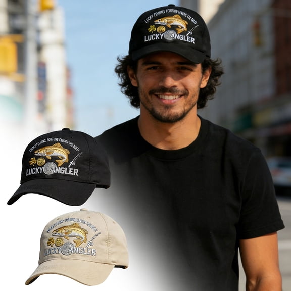 karymi Fishing Baseball Hat for Men, Embroidered Dad Hat, Trendy Angler Hat, Comfortable Fit, Wide Brim for Sun Protection, Outdoor Adventure Gift Birthday Gifts