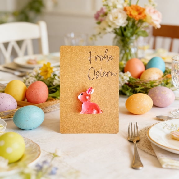karymi Glow in the Dark Resin Rabbits Pocket Card Easter Greeting Gift Card Decorative Keychain Plastic 3.14x2.12in with Message for Birthday Holiday Keepsake Holiday Gifts Room Decor